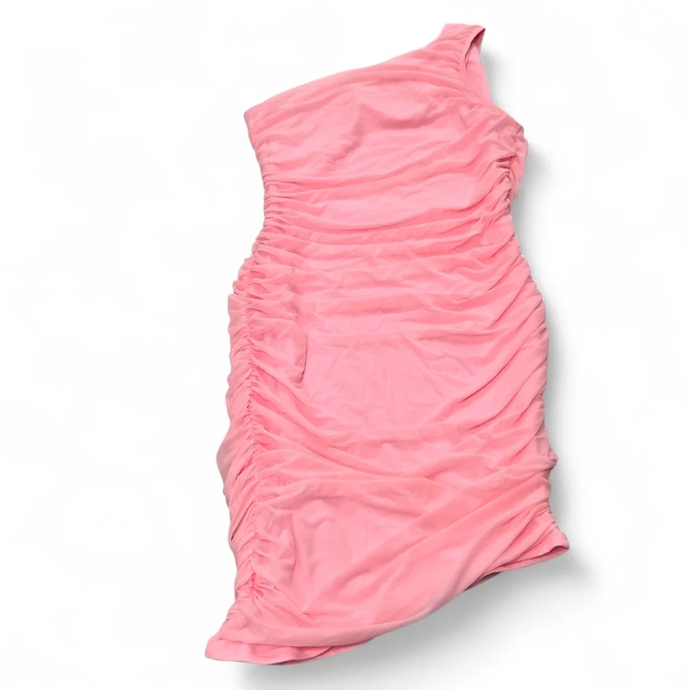 PrettyGarden Chic One Shoulder Asymmetrical Pink Party Cocktail Dress Sz L NWT - Picture 3 of 10